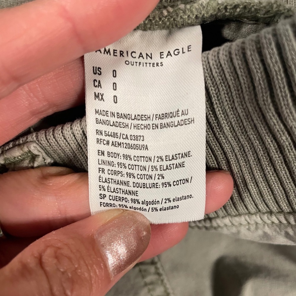 American Eagle Cargo Skort 0 Green Ribbed Waist Mini Skirt Shorts Y2K Look - Picture 5 of 8